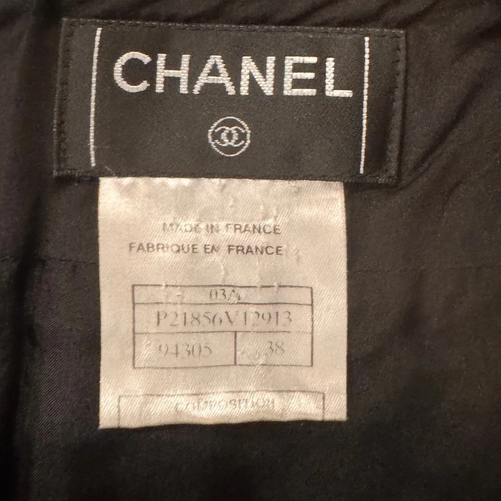 Chanel Tweed Black Wool Silk Lined Pencil Skirt Vintage Size 38 P21856
